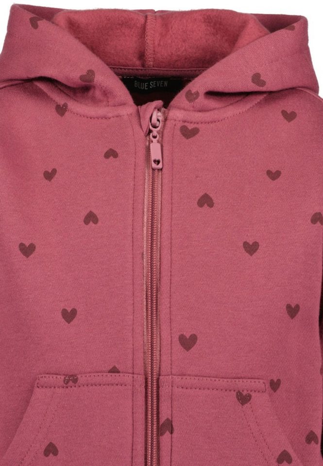 Blue Seven Sweatjacke Blue Seven Mädchen Sweatjacke Herzen Jacke Kapuze weinrot (1-tlg., kein Set) – Bild 2 von 4