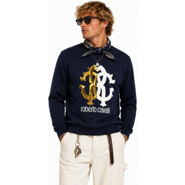 roberto cavalli Sweatshirt FIRENZE RC Monogram Logo Sweatshirt Pullover Sweater Exklusive Roberto Cavalli Firenze Premium-Linie