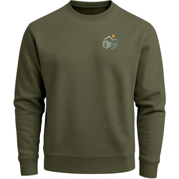 Neverless Sweatshirt Neverless® Herren Sweatshirt mit Frontprint - Mountain Trail -