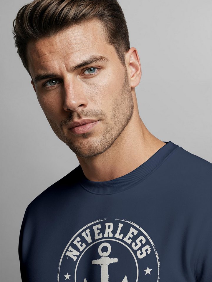 Neverless Sweatshirt Neverless® Herren Sweatshirt mit Frontprint - Coastal - Regular Fit – Bild 4 von 5