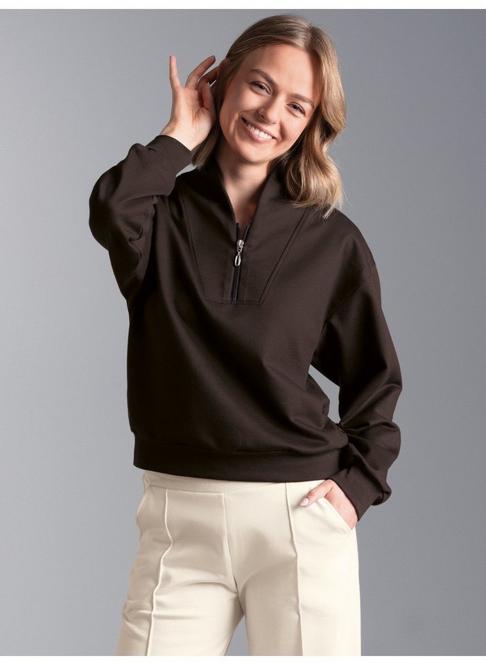 Trigema Sweatshirt TRIGEMA Sweatshirt mit modischem Reißverschluss – Bild 3 von 4