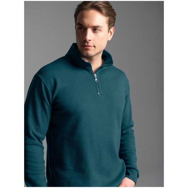 Trigema Sweatshirt TRIGEMA Troyer in Waffeloptik