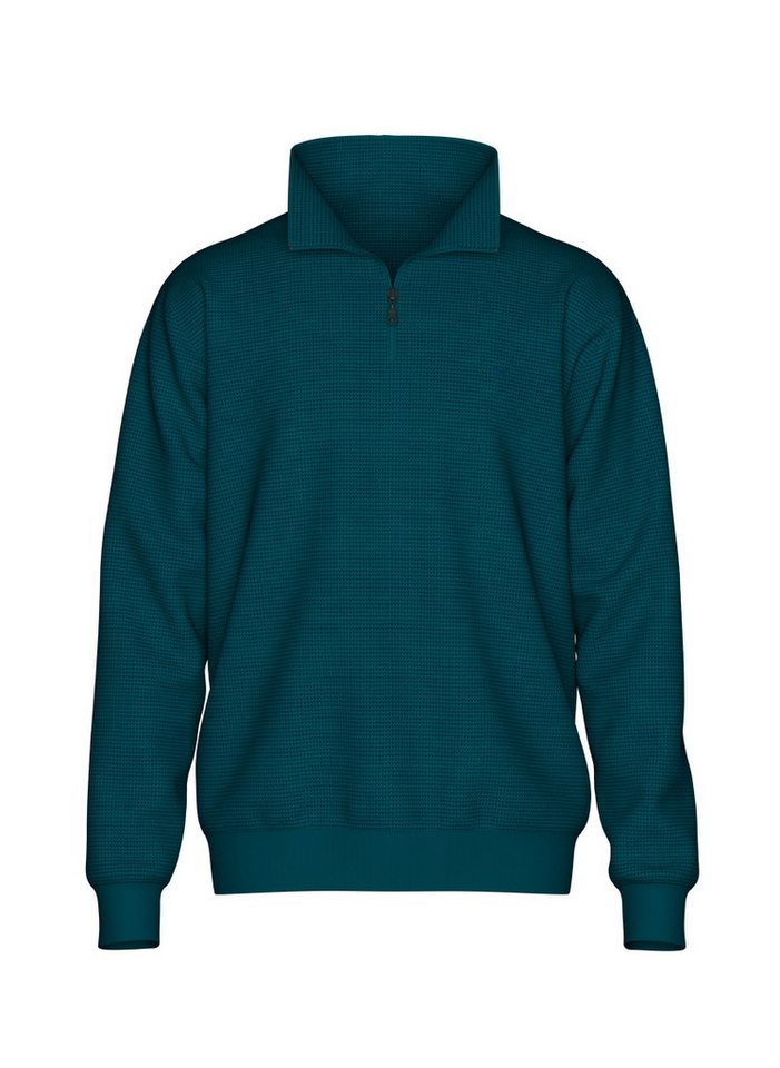 Trigema Sweatshirt TRIGEMA Troyer in Waffeloptik – Bild 2 von 3