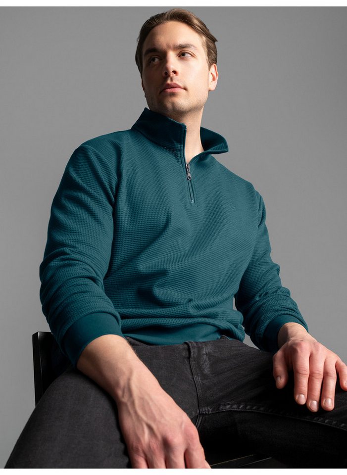 Trigema Sweatshirt TRIGEMA Troyer in Waffeloptik – Bild 3 von 3