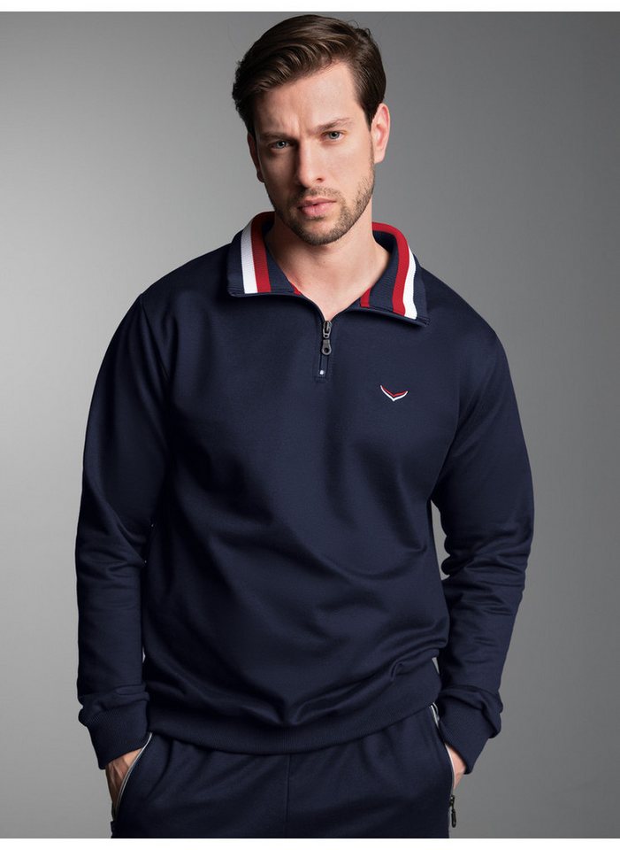 Trigema Sweatshirt TRIGEMA Troyer mit kontrastfarbigen Elementen – Bild 3 von 3