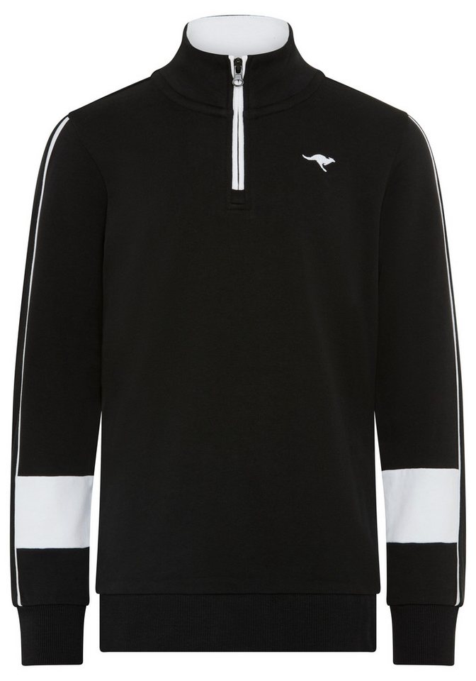 KangaROOS Sweatshirt Troyer-Sweatshirt mit kontrastfarbigen Einsatz und KangaROOS Stickerei Troyer mit modischen Ärmeleinsätzen, Reißverschluss, bequeme Passfor – Bild 5 von 5