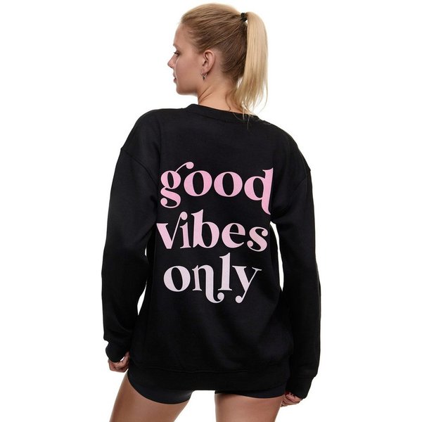 Worldclassca Sweatshirt Worldclassca Oversized Sweatshirt Good Vibes Print Langarm Pullover Freizeit Shirt