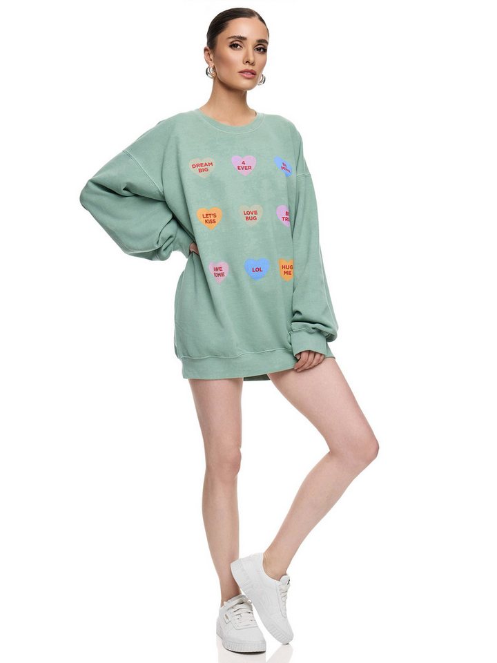 Worldclassca Sweatshirt Worldclassca Oversized Sweatshirt LOVE Print Langarm Pullover Uni PRINT BE TRUE - LETS KISS - BE MINE - DREAM BIG - LOVE BUG - HUG ME – Bild 2 von 4
