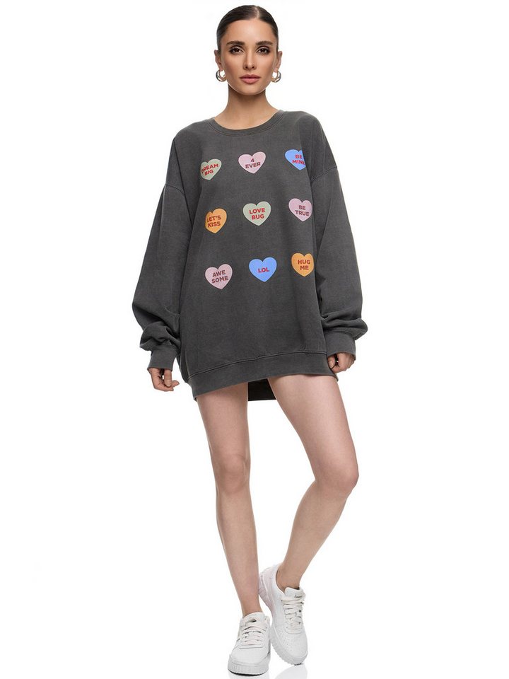 Worldclassca Sweatshirt Worldclassca Oversized Sweatshirt LOVE Print Langarm Pullover Uni PRINT BE TRUE - LETS KISS - BE MINE - DREAM BIG - LOVE BUG - HUG ME – Bild 2 von 4