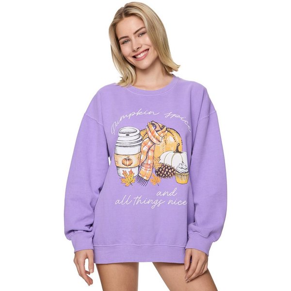 Worldclassca Sweatshirt Worldclassca Oversized Sweatshirt PUMPKIN Print Langarm Pullover Pulli PRINT PUMPKIN SPICE AND ALL THINGS NICE