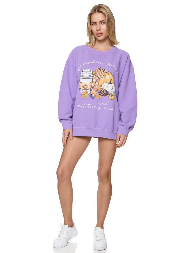 Worldclassca Sweatshirt Worldclassca Oversized Sweatshirt PUMPKIN Print Langarm Pullover Pulli PRINT PUMPKIN SPICE AND ALL THINGS NICE – Bild 2 von 4