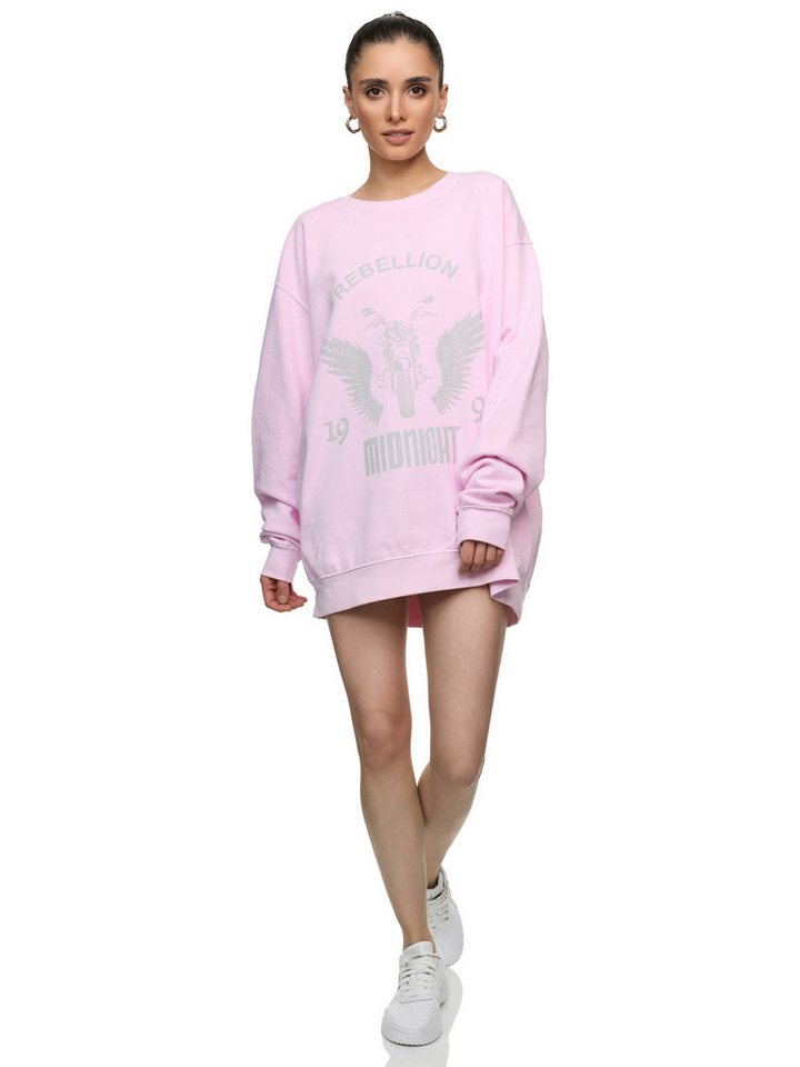 Worldclassca Sweatshirt Worldclassca Oversized Sweatshirt REBELLION Print Langarm Pullover PRINT - REBELLION - MIDNIGHT - MOTORCYCLE CLUB - ANGEL – Bild 2 von 4