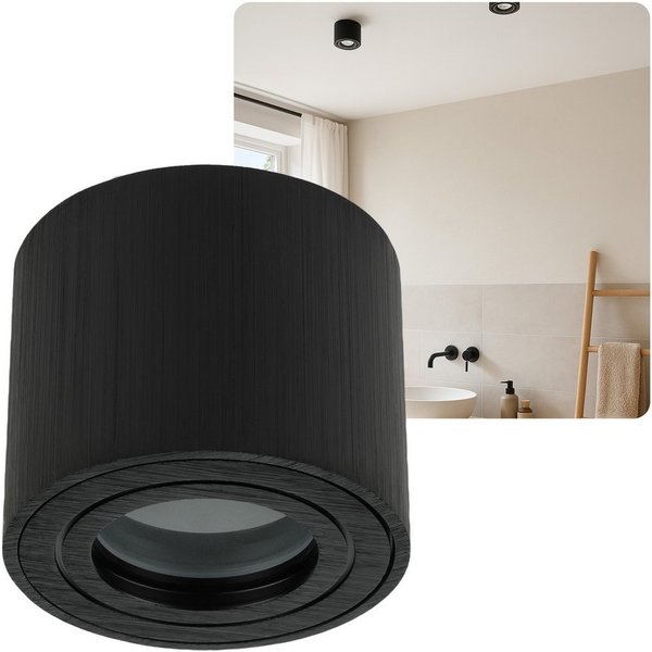 Sweet LED Aufbauleuchte Bad flach schwarz Deckenspots Aluminium IP44 Badezimmer, ohne Leuchtmittel, Aufbaustrahler LED, Aufbauspot, Deckenstrahler