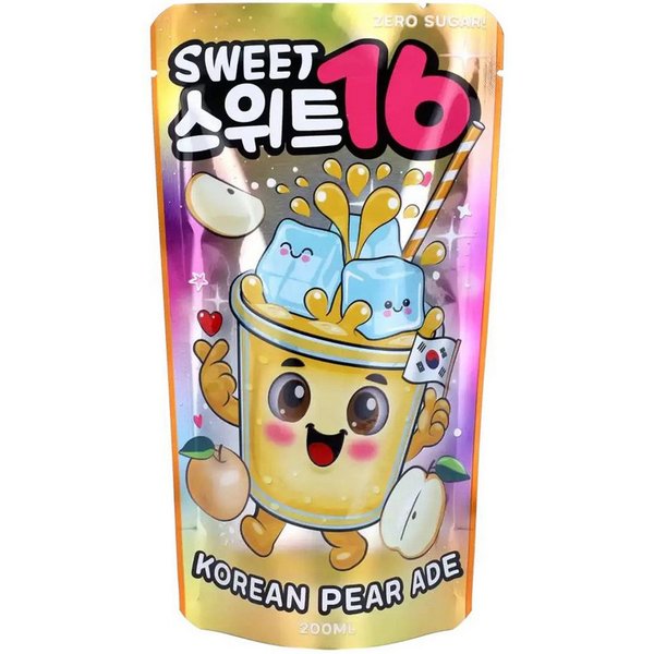 Sweet16 Softgetränk, Sweet16 Koreanische Birnenlimonade zuckerfreies Getränk 200ml