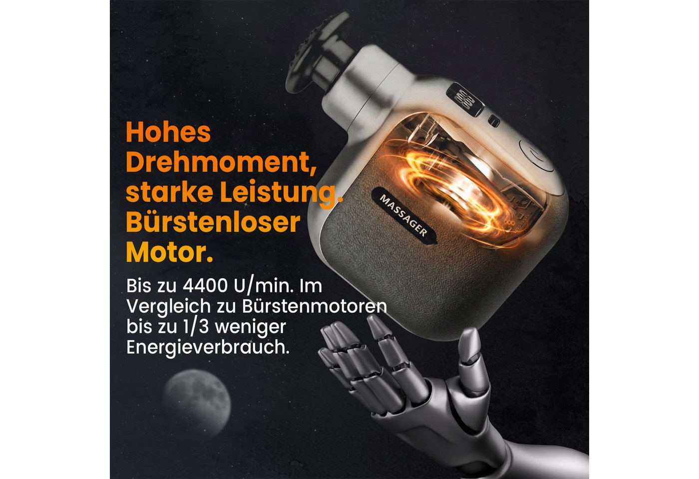 SWGOTA Massagegerät Massagepistole Mini,mit 35 dB leise,6 Stufen,OLED Display,4 Aufsätzen, Für Nacken, Schulter, Rücken & Beine, Fördert Durchblutung, Kompakt – Bild 4 von 5