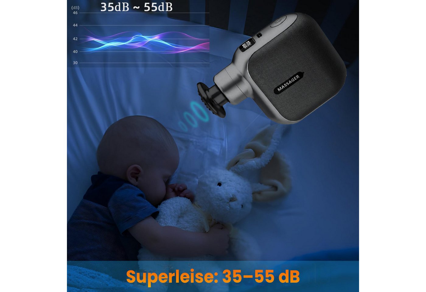 SWGOTA Massagegerät Massagepistole Mini,mit 35 dB leise,6 Stufen,OLED Display,4 Aufsätzen, Für Nacken, Schulter, Rücken & Beine, Fördert Durchblutung, Kompakt – Bild 5 von 5