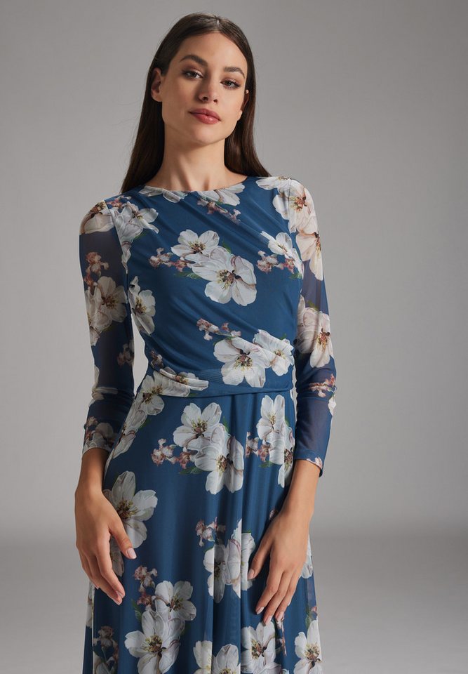 SWING Cocktailkleid - Midilanges Meshkleid mit 3/4-Arm Taillierte Schnitt mit fließendem Rock – Bild 3 von 5