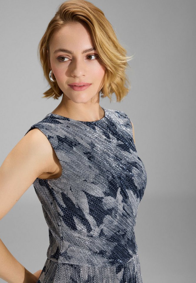 SWING Cocktailkleid - Plissiertes Kleid mit Metallicfäden Taillierter Schnitt mit ausgestelltem Rockteil – Bild 3 von 5