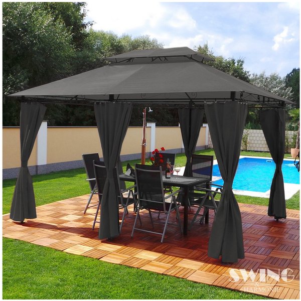 Swing&Harmonie Pavillon LED - Pavillon 3x4m Minzo Garten Pavillion, Solar Pavilion Gartenzelt Designer Pavilon