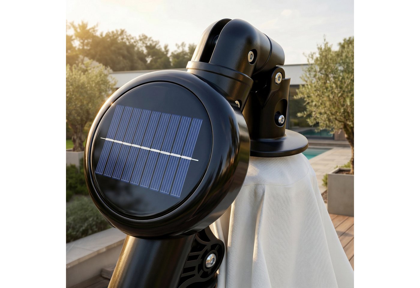 Swing&Harmonie Sonnenschirm mit LED Beleuchtung Luxus Ampelschirm 300 / 350cm, Garten Schirm inkl. Abdeckhaube – Bild 4 von 5