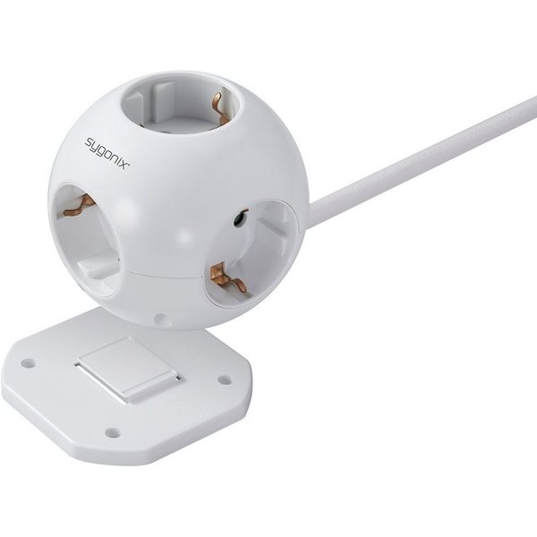 Sygonix 5-fach Steckdosenwürfel, in Globusform SY-4535062 Steckdosenleiste, mit Hängelasche