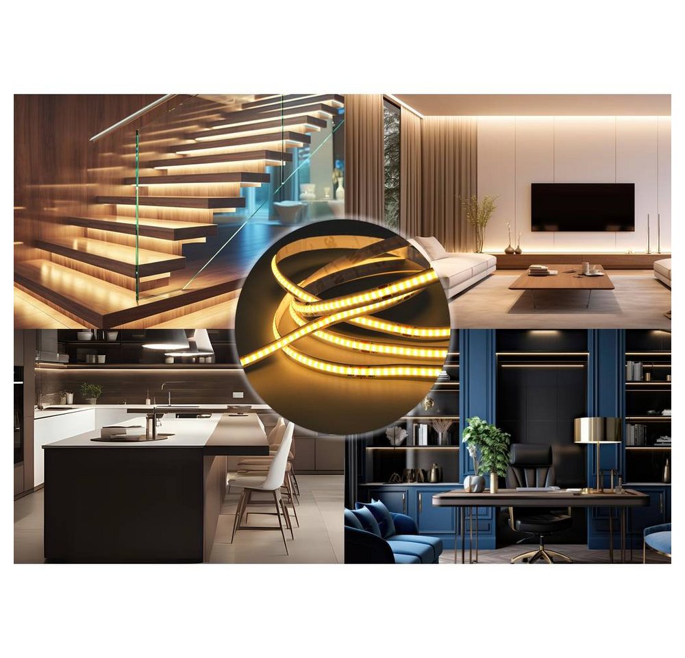 Sygonix LED Stripe COB LED Stripe, 3000 K, 5 m SY-5773490, kürzbar, selbstklebend, mit Schalter – Bild 5 von 5