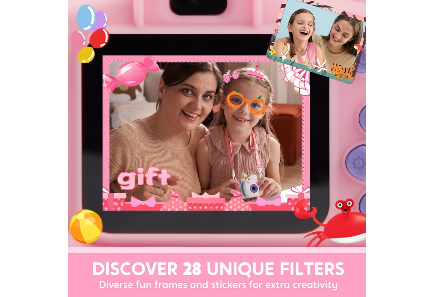 SYNCFUN SYNCFUN Kinder-Selfie-Kamera Einhorn – 1080P, 32GB, ab 3–8 Jahre Kinderkamera (8 MP, USB-Kabel im Lieferumfang enthalten und mit 32 GB SD-Karte) – Bild 3 von 5