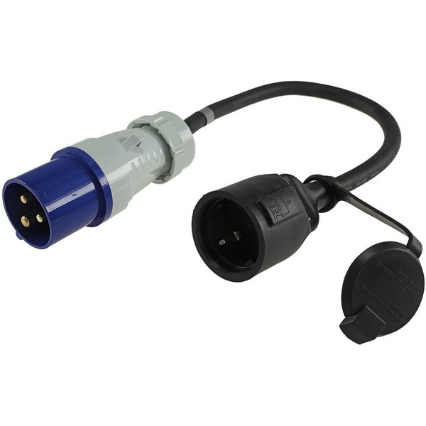 Systafex® Adapterkabel CEE Stecker auf Schuko Steckdose 35cm 230V IP44 CEE-Adapterkabel CEE-Stecker zu Schutzkontakt, IP44, 230V, 16A, 3 Polig