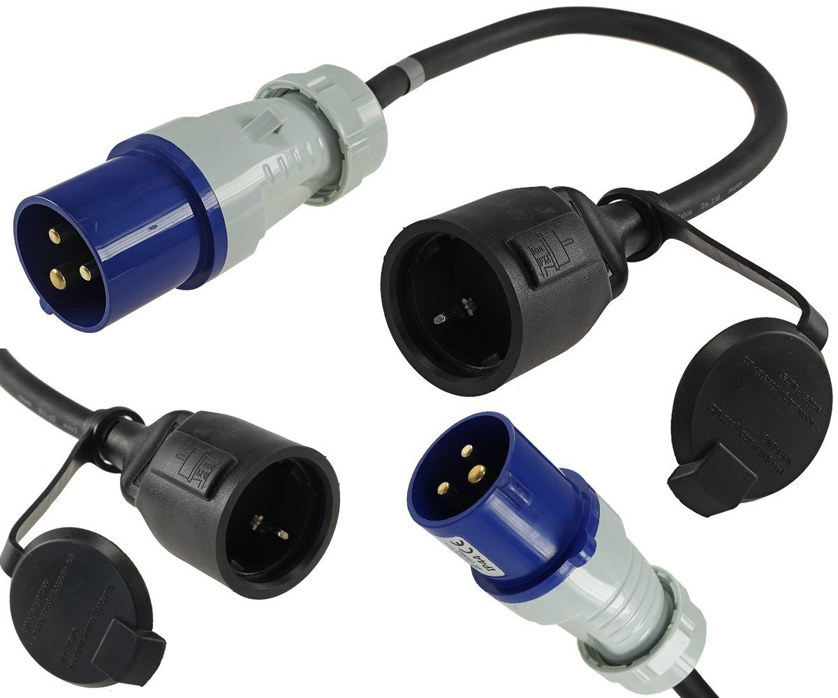 Systafex® Adapterkabel CEE Stecker auf Schuko Steckdose 35cm 230V IP44 CEE-Adapterkabel CEE-Stecker zu Schutzkontakt, IP44, 230V, 16A, 3 Polig – Bild 5 von 5