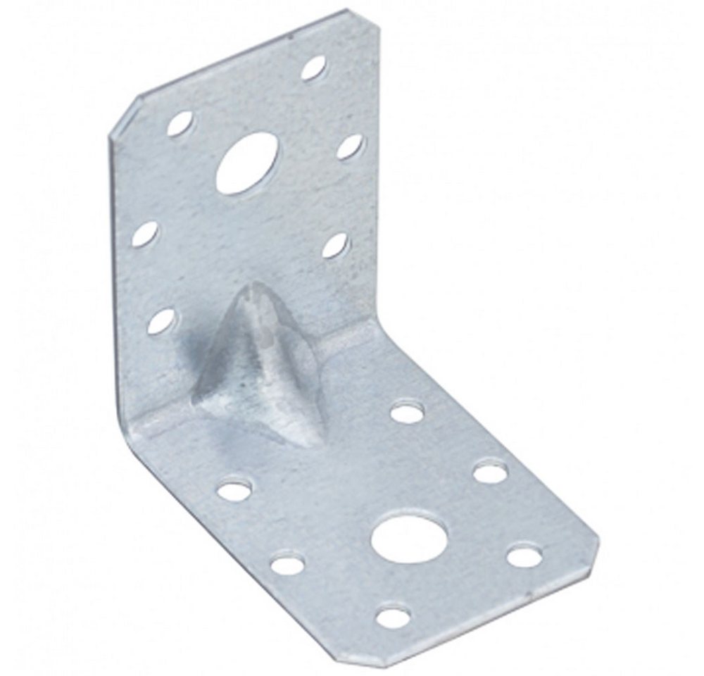 Systafex® Winkelverbinder 60x Schwerlast Winkelverbinder Lochwinkel Winkel 60x60x45mm mit Sicke, LxB: 60x45 mm, feuerverzinkt, (60-St), verzinkt – Bild 2 von 4