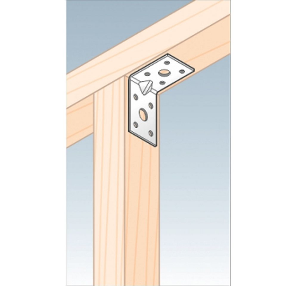 Systafex® Winkelverbinder 60x Schwerlast Winkelverbinder Lochwinkel Winkel 60x60x45mm mit Sicke, LxB: 60x45 mm, feuerverzinkt, (60-St), verzinkt – Bild 4 von 4