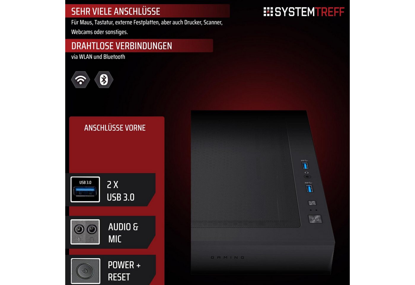 SYSTEMTREFF AMD Ryzen 7 5700X mit Nvidia GeForce RTX 5060 8GB Mini-PC (AMD 5700X 5700X, Nvidia GeForce RTX 5060, 32 GB RAM, 1000 GB SSD, Luftkühlung) – Bild 4 von 5