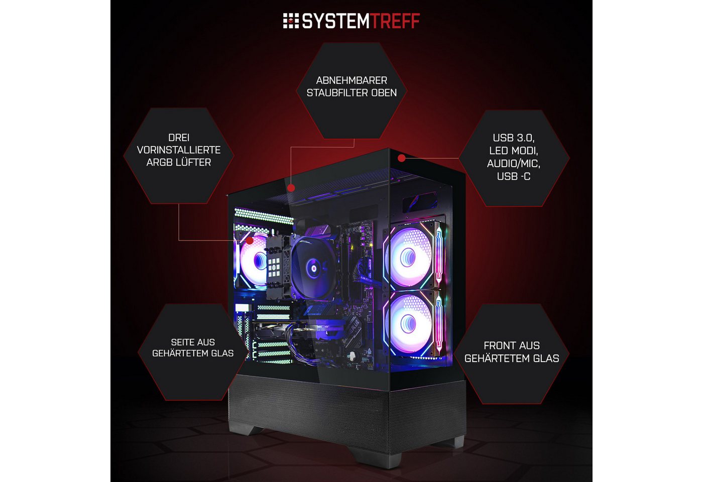 SYSTEMTREFF AMD Ryzen 7 9700X mit Nvidia GeForce RTX 5070 12GB Gaming-PC (AMD 9700X 9700X, Nvidia GeForce RTX 5070, 32 GB RAM, 1000 GB SSD, Luftkühlung) – Bild 3 von 5