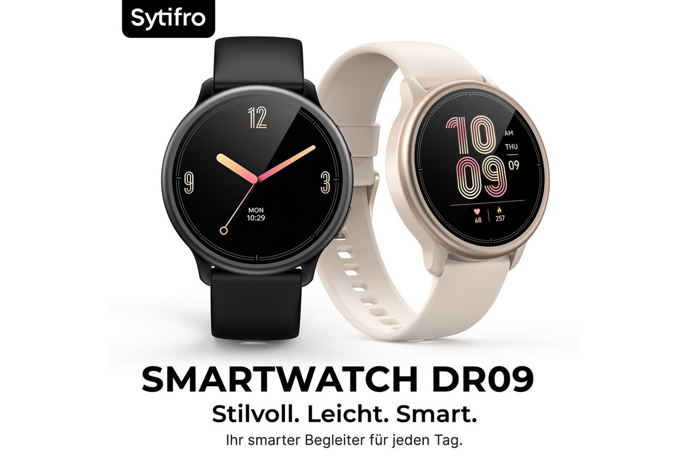 Sytifro DR09 Smartwatch Damen, 1,27″ AMOLED HD Display, 34g ultraleicht Smartwatch (1,27 Zoll cm) Fitness Tracker Uhr mit Bluetooth Anrufe, 100+ Sportmodi Sport – Bild 2 von 5