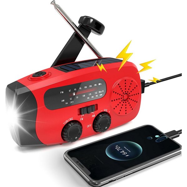 Sytifro Notfallradio, Solar Radio, AM/FM Kurbelradio mit handy ladefunktion Notfallradio (Tragbares, Radio Batteriebetrieben Notfall mit 2000mAh Wiederaufladbar
