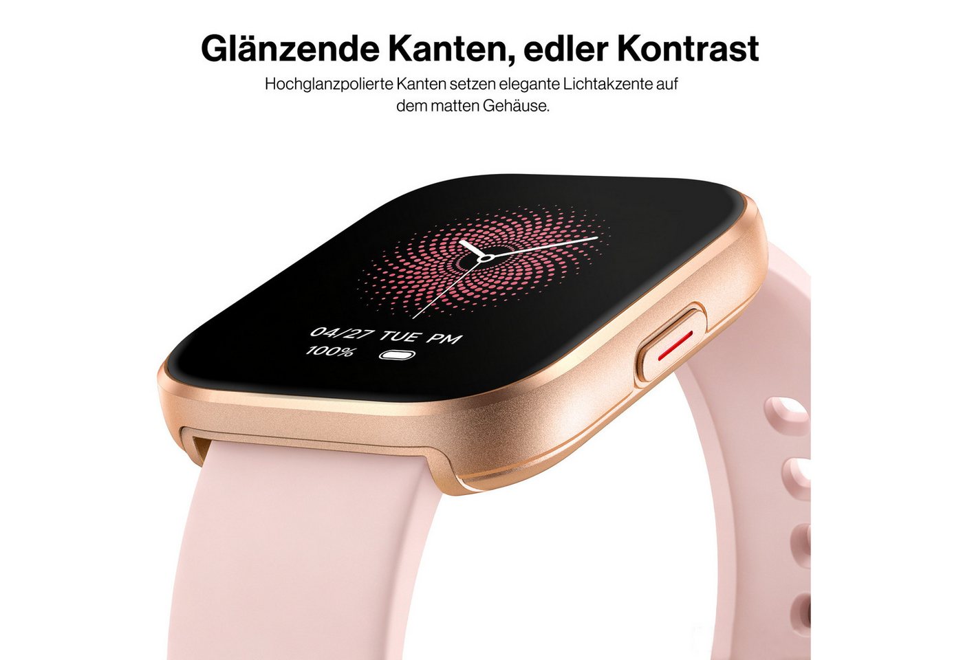 Sytifro Smartwatch Damen Herren, Fitnessuhr mit Diamantgeschliffenes Design Smartwatch (Full Touch Square Fine Sportuhr Damen cm) – Bild 4 von 5