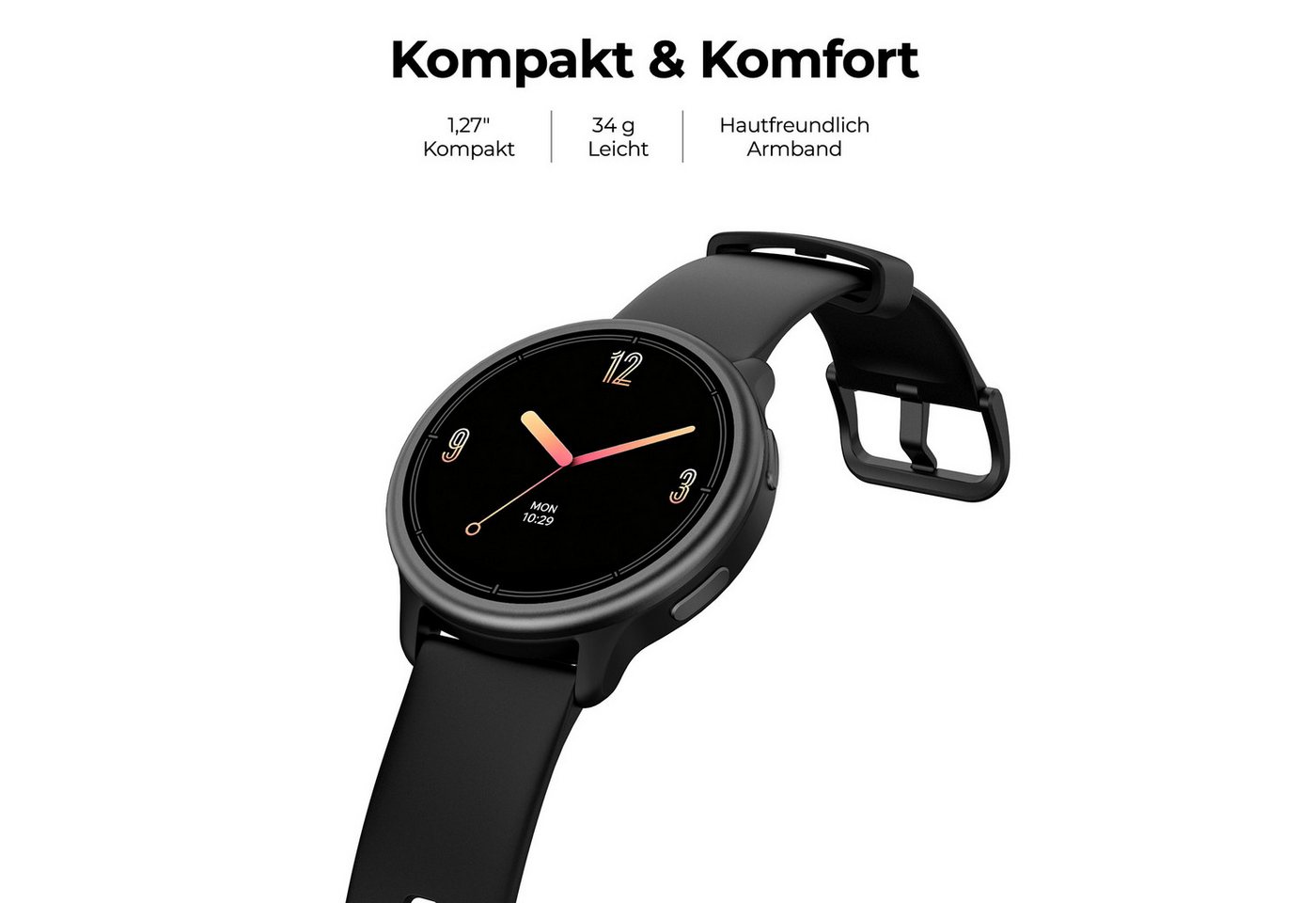 Sytifro Smartwatch Damen– leichte & dünne, Uhr Damen mit 1,27" AMOLED Display Smartwatch (1,27 Zoll cm) Fitnessuhr Damen mit Schrittzähler, über 100 Sportmodi,  – Bild 2 von 5