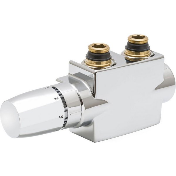 Szagato Sanitär-Anschlussset Heizkörper Mittelanschluss-Block DURCHGANG SET + Thermostat chrom, Szagato, 1-St., Anschlusblock und Thermostat, geeinent für Eckan