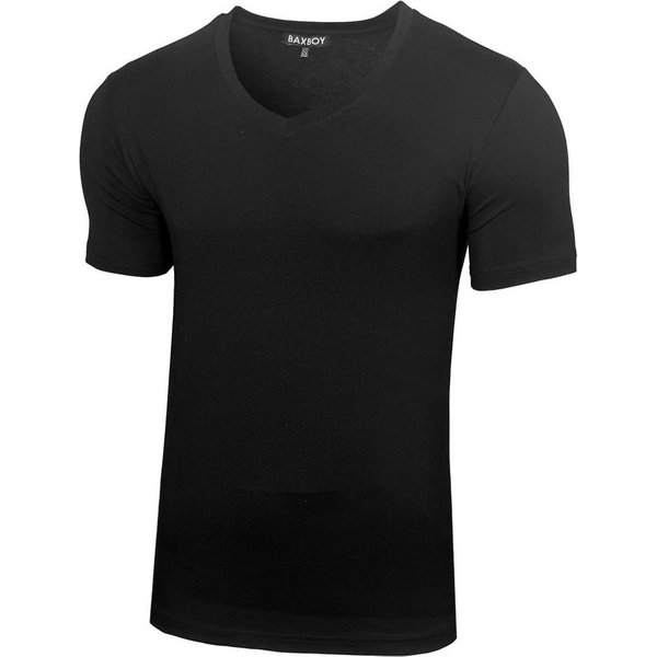 Baxboy T-Shirt Baxboy tiefer V-Ausschnitt Uni Basic Herren Kurzarm T-Shirt V-66