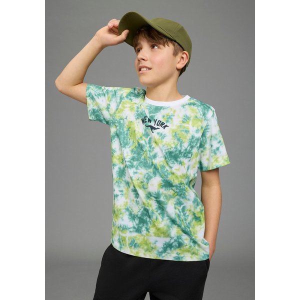 KangaROOS T-Shirt Kangaroos T-Shirt Batik-Optik Basic Passform, Kurzarm, mit Batikmuster und Allover-Druck