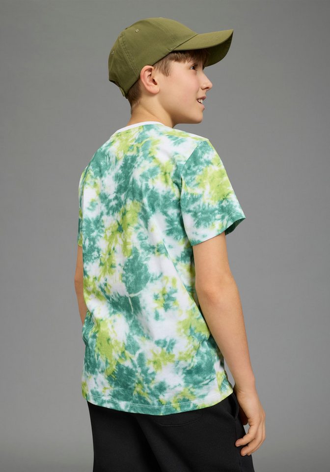 KangaROOS T-Shirt Kangaroos T-Shirt Batik-Optik Basic Passform, Kurzarm, mit Batikmuster und Allover-Druck – Bild 2 von 5