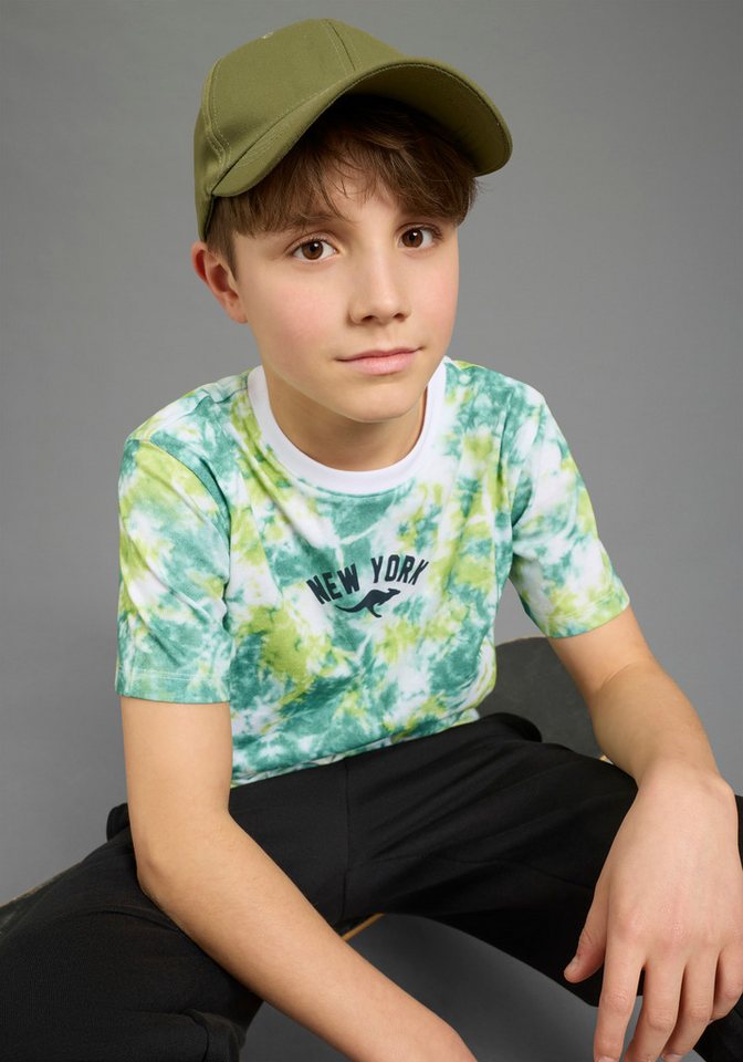 KangaROOS T-Shirt Kangaroos T-Shirt Batik-Optik Basic Passform, Kurzarm, mit Batikmuster und Allover-Druck – Bild 3 von 5