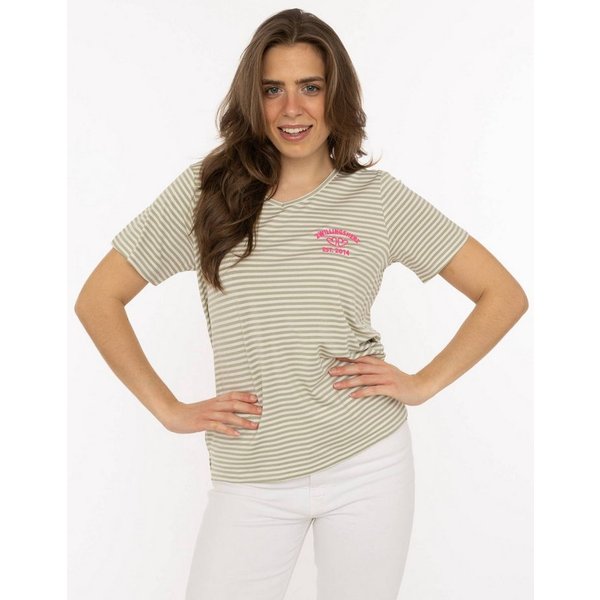 Zwillingsherz T-Shirt "Zwillingsherz" V-Neck, gestreift, kleines Motiv gestickt