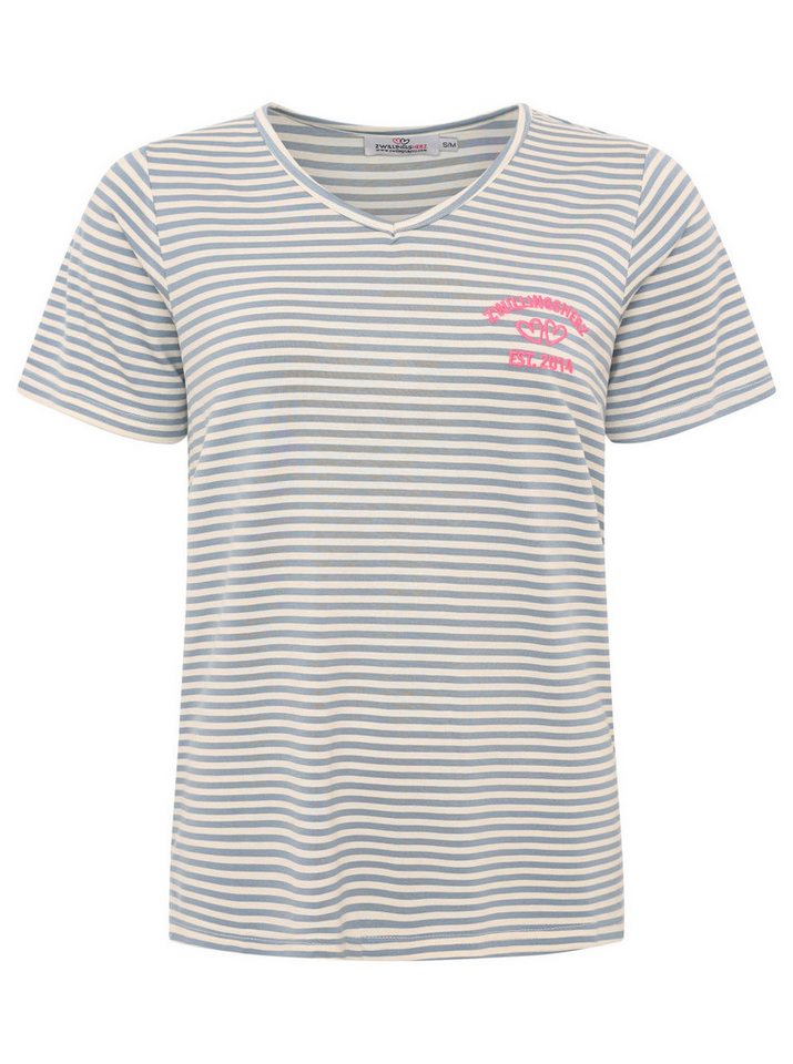 Zwillingsherz T-Shirt "Zwillingsherz" V-Neck, gestreift, kleines Motiv gestickt – Bild 2 von 5