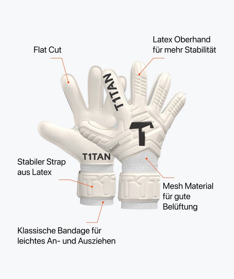 T1TAN Torwarthandschuhe Erwachsene Classic White-Out, Größe 6-11 – Bild 5 von 5