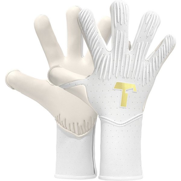 T1TAN Torwarthandschuhe Erwachsene Rebel White-Out mit Fingerschutz, Größe 6-11