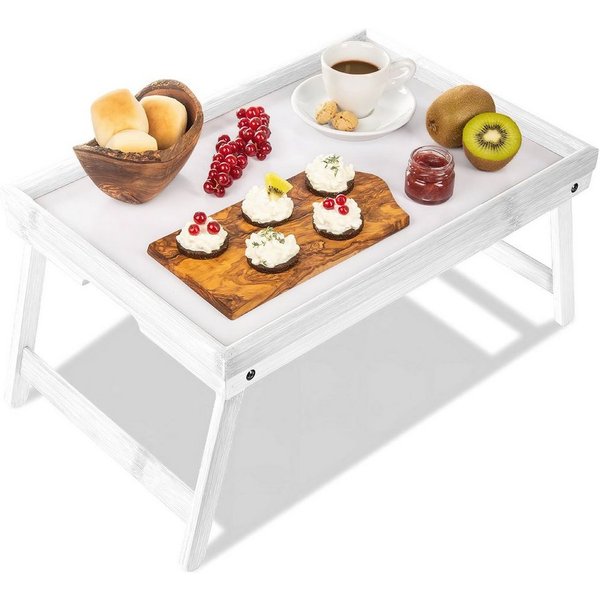 Dimono Tabletttisch DIMONO Bambus Bett Tablett – Klappbares Frühstücks- & Serviertablett, Serviertablett Betttisch