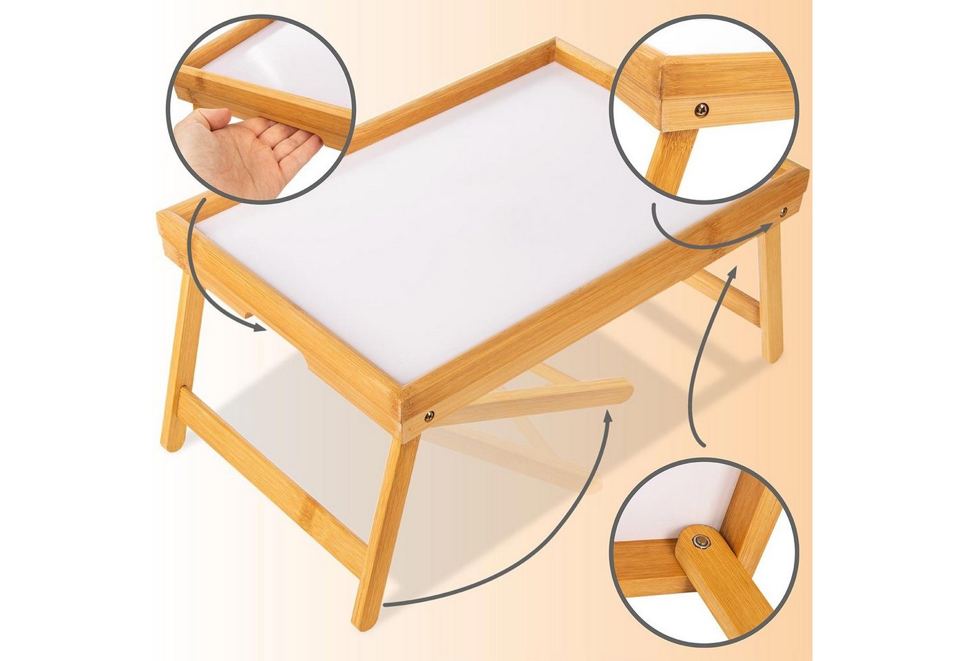 Dimono Tabletttisch DIMONO Bambus Bett Tablett – Klappbares Frühstücks- & Serviertablett, Serviertablett Betttisch – Bild 2 von 5