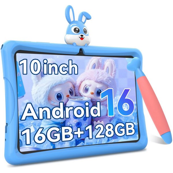 TABWEE 10.1'' Kids Android 64/128GB mit Stylus Tablet (10.1", 64 GB, Android 16, 5G wifi, Android 15, Google Kids Space, Gemini AI, mit Stift)