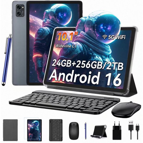 TABWEE 10" Android 16 256GB WiFi incl. Tastatur, Maus, Stift Tablet (10", 256 GB, Android16, Android 16, mit Stift/Maus/Tastatur, Gemini Al Magic)